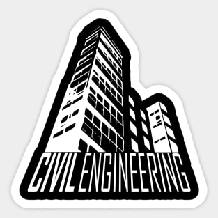 civil engineering, buildings, white text, and engineer logo Sticker